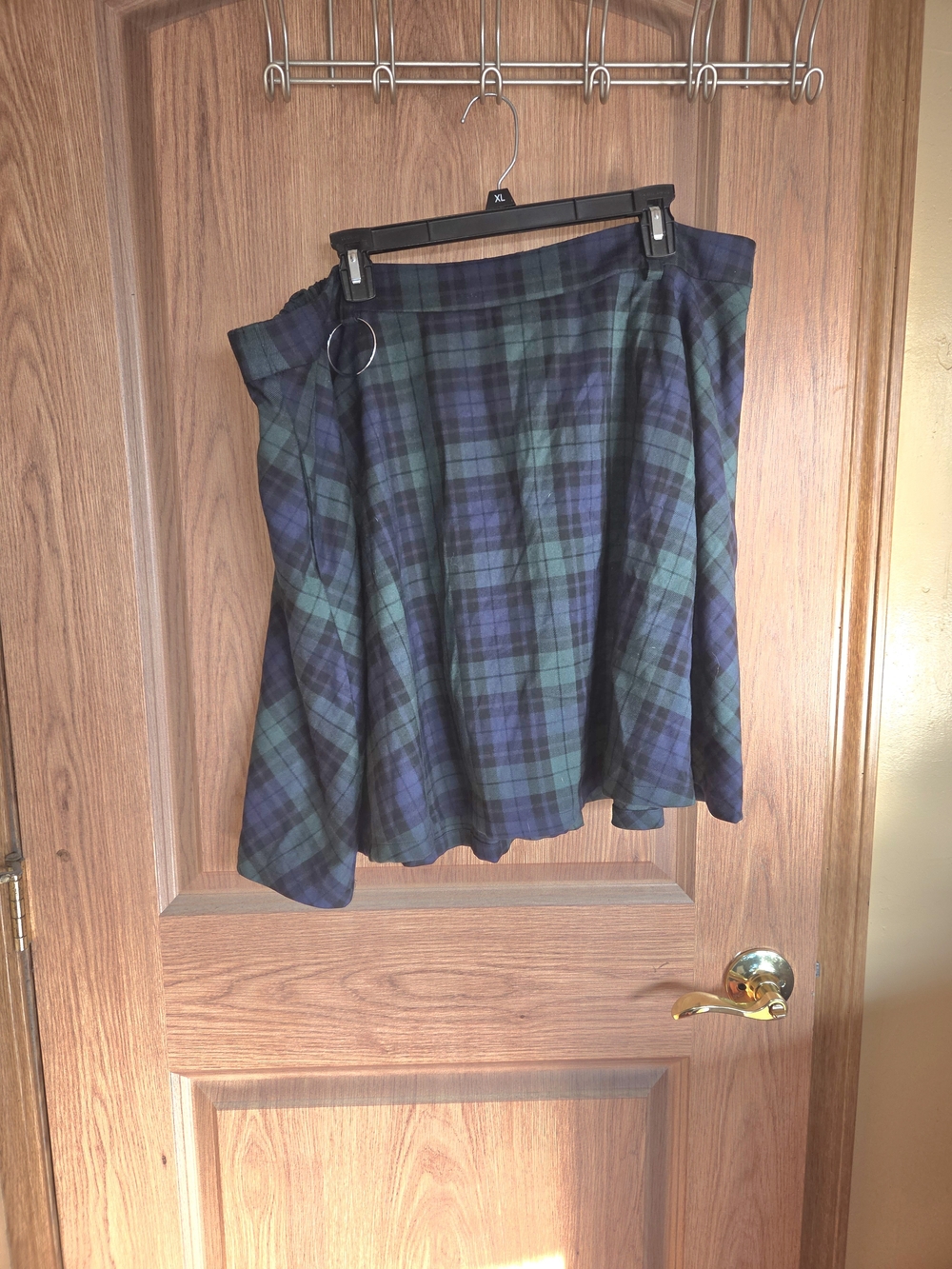 Plaid Circle Skirt in Green and Navy